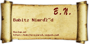 Babitz Nimród névjegykártya